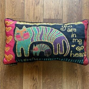 Laurel Burch Cat-Themed “You are in my heart” Decorative Pillow